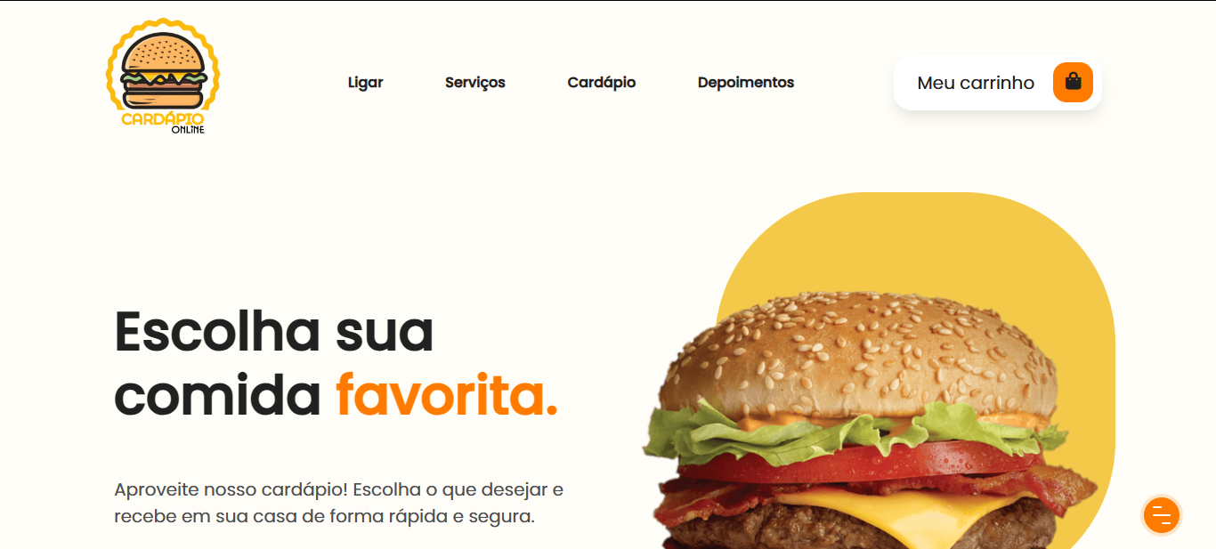 Prévia do projeto Cardápio virtual