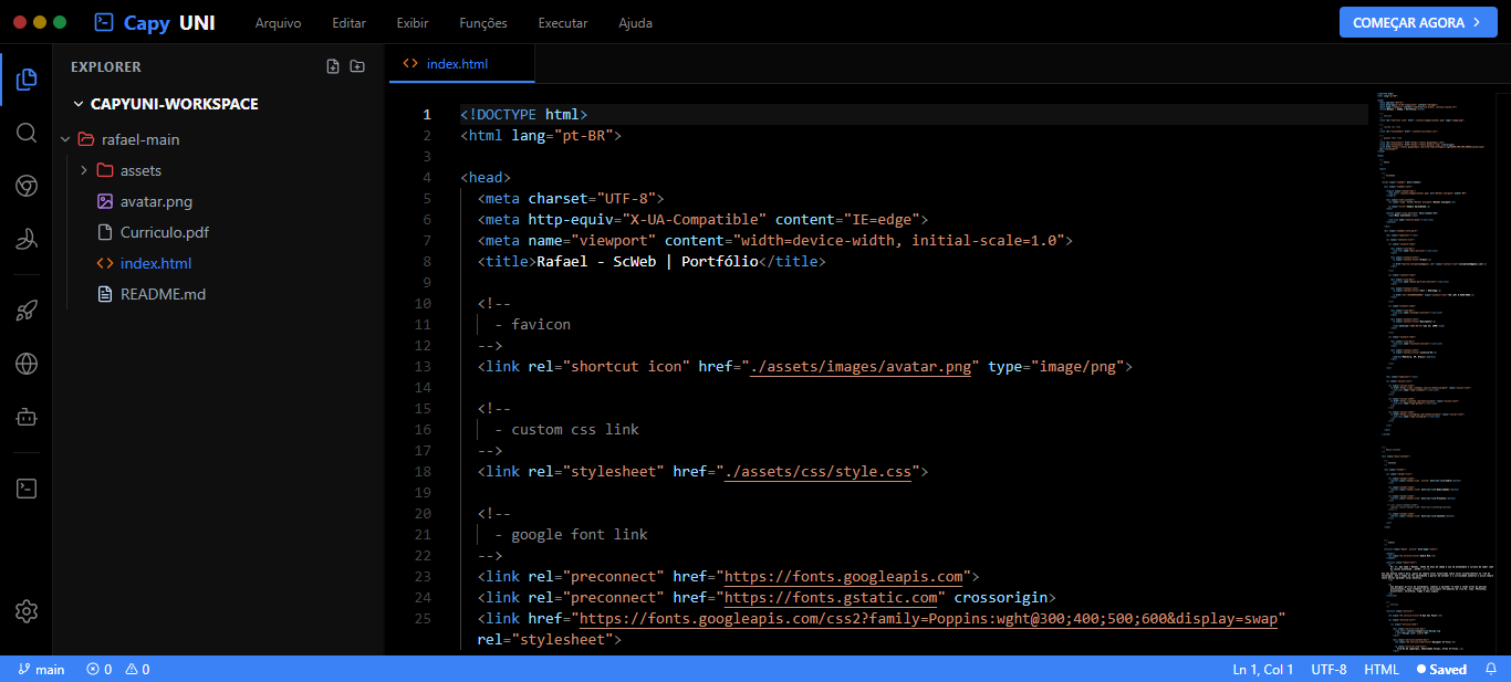 Prévia do projeto CapyUNI Codium